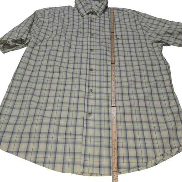 Woolrich Mens Large Button Up Carson Shirt Plaid Short Sleeve Tidal Ombre NWT - Picture 9 of 16